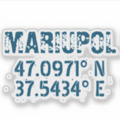 Mariupol Oekraïne Breedtegraad & Lengtegraad Verst Sticker (Voorkant)