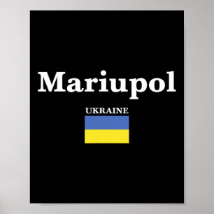 Mariupol Oekraine en de Oekraïense vlag van Oekrai Poster