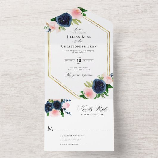 marjoen en brutale bruiloft all in one uitnodiging (Binnen)