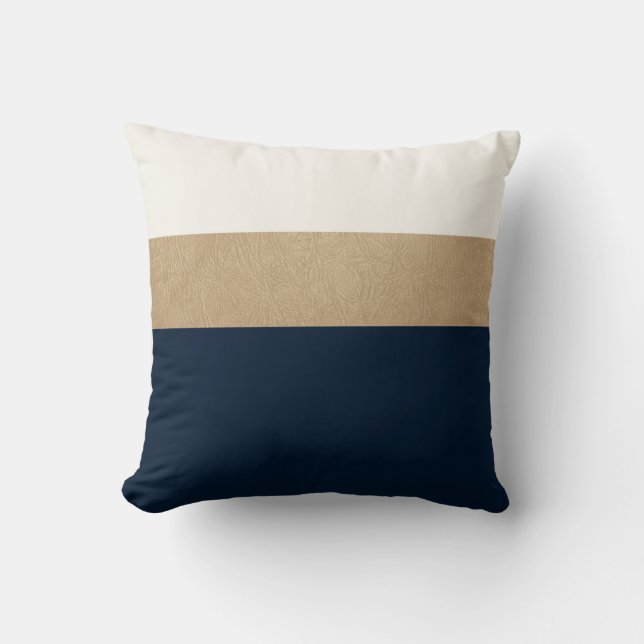 marjoleder en kunstnaald goudleder kussen (Voorkant)