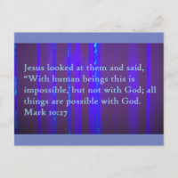Mark 10:27 Scripture Post Card