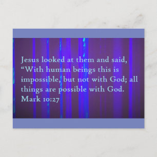 Mark 10:27 Scripture Post Card Briefkaart