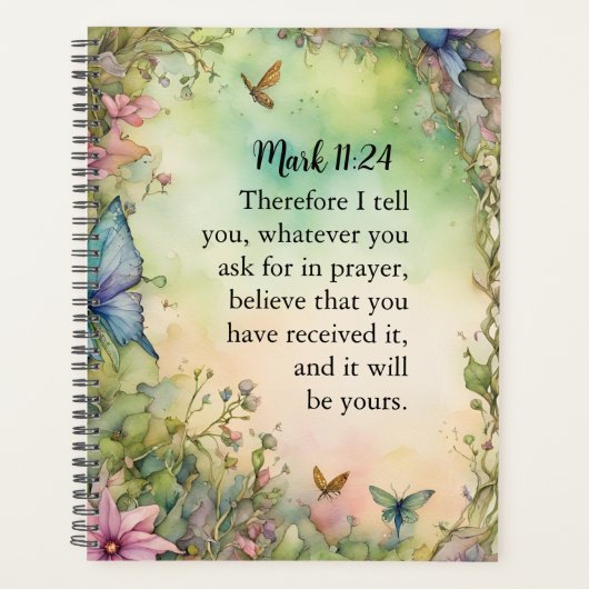 Mark 11:24 Christelijk aquarelbeeld Planner (Voorkant)