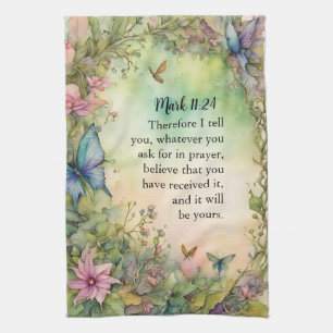 Mark 11:24 Christelijk aquarelbeeld Theedoek