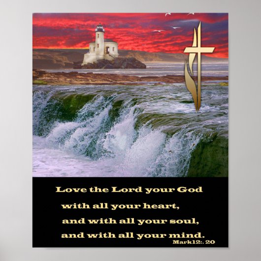 Mark 12:20 hou van de Heer jouw God posters (Voorkant)