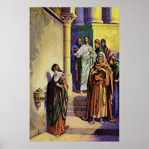 Mark 12:41-44 Een weduwe geeft alles wat ze heeft Poster