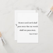 Mark 13:31 KJV Bible Scripture Carte de voeux (Devant/Arrière en situation)