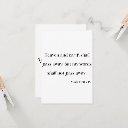 Mark 13:31 KJV Bible Scripture Carte de voeux (Devant/Arrière en situation)