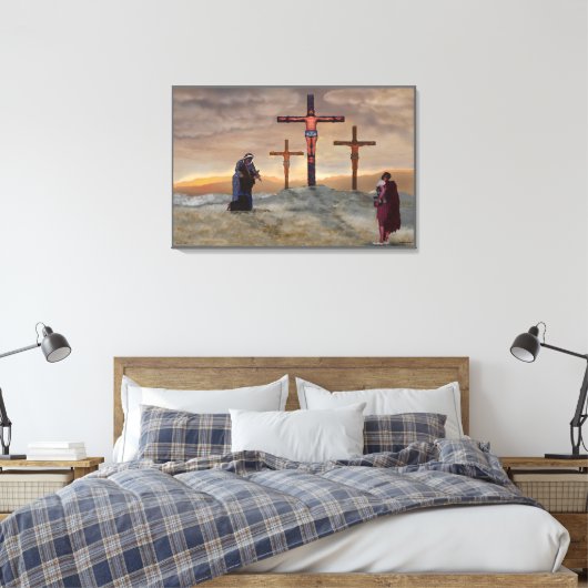 Mark 15:39 (aan het kruisje) canvas afdruk (Insitu (Slaapkamer))