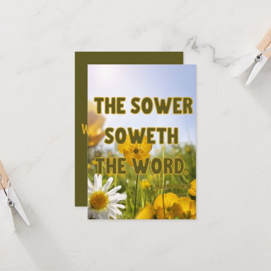 Mark 4:14 KJV Bijbel Schrift Pic Groet Kaart (Voorkant / Achterkant in situ)