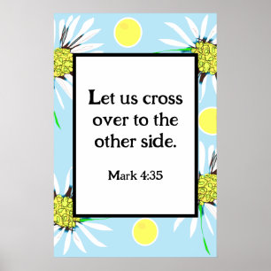 Mark 4:35 Vette madeliefjes - Pastel Blauw Geel Poster