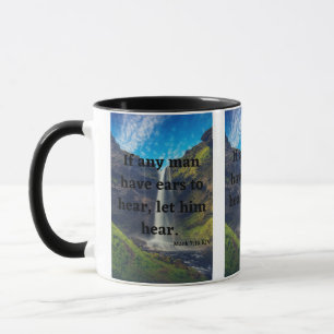 Mark 7:16 KJV Bible Écriture Pic Mug à deux tons