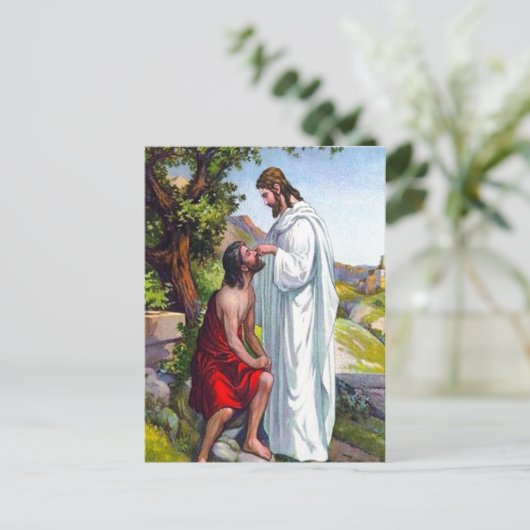 Mark 8:22-26 Jésus guérit une carte postale Homme  (Debout devant)