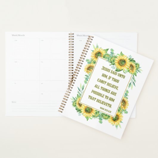 Mark 9:23 Bible Verse Calendrier Planificateur (Devant avec enveloppe)