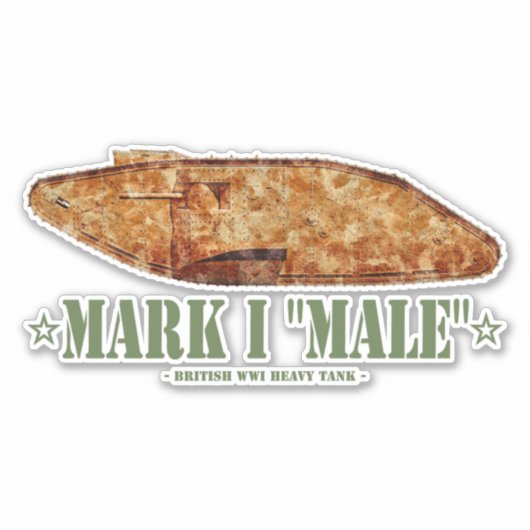 Mark I Mannelijke World War One Britse zware tank Sticker (Voorkant)