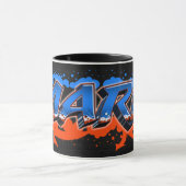 Mark Prénom Graffiti blue Tasse orange (Centre)