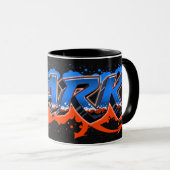 Mark Prénom Graffiti blue Tasse orange (Devant droit)