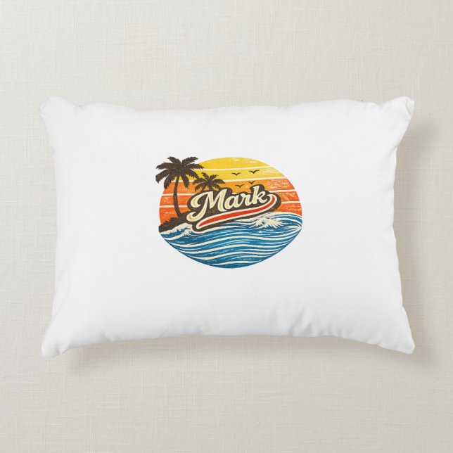 Mark Retro Sunset Name Design Accent Kussen (Voorkant)