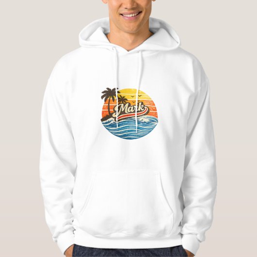 Mark Retro Sunset Name Design Hoodie (Voorkant)