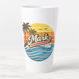Mark Retro Sunset Name Design Latte Mok