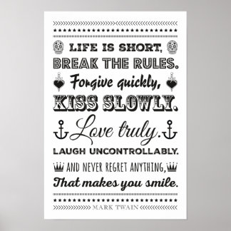 Mark Twain - Breek de regels Poster