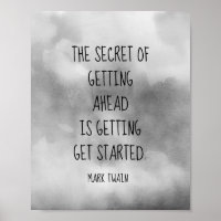 Mark Twain citation littéraire poster gris aquarel