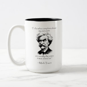 Mark Twain - Sarcasme - Moderne verkeerde citaten Tweekleurige Koffiemok