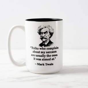 Mark Twain - Sarcasme - Moderne verkeerde citaten Tweekleurige Koffiemok