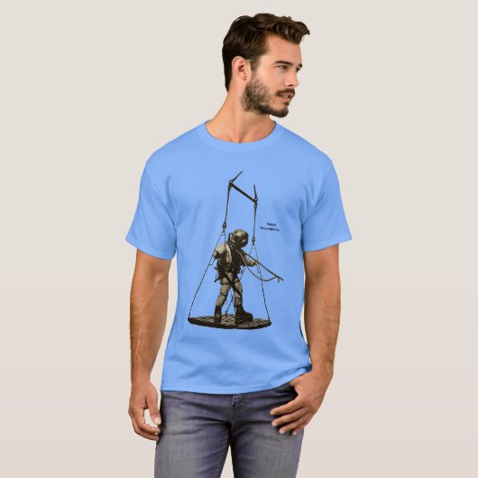 Mark V Diver met duikhelm in een werkgebied T-shirt (Voorkant volledig)