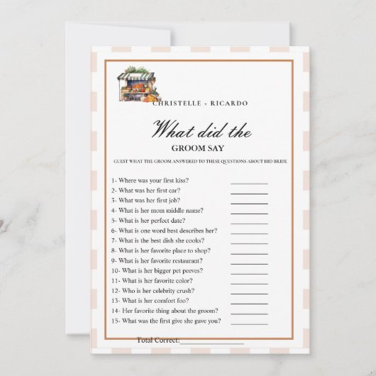 Marke Bride & bruidegom trivia vrijgezellenfeest s Aankondiging (Voorkant)