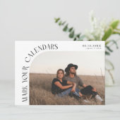 Markeer Je Agenda Wit Gebogen Frame Foto Save The Date (Staand voorkant)