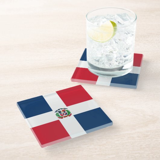 Markering Dominicaanse Republiek Glazen Onderzetter (Schuin)