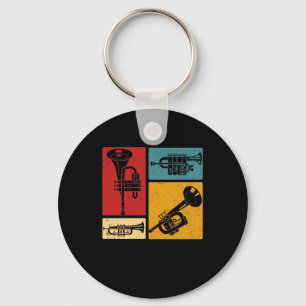  Markeringen voor Trumpet Player Retro Design Sleutelhanger