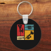  Markeringen voor Trumpet Player Retro Design Sleutelhanger (Voorkant)