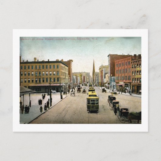 Market St., Newark NJ 1909  Briefkaart (Voorkant)