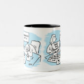 Marketing Manager met de Ideeën van de Campagne va Tweekleurige Koffiemok (Center)