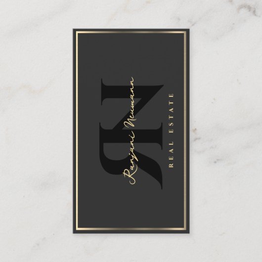 Marketing Professional Black Faux Gold Frame Visitekaartje (Voorkant)