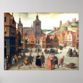 Marketplace in Bergen - Abel Grimmer Fine Art Poster (Voorkant)