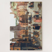 Marketplace in Bergen, Vlaamse Kunst Jigzaag Puzzl Legpuzzel (Verticaal)