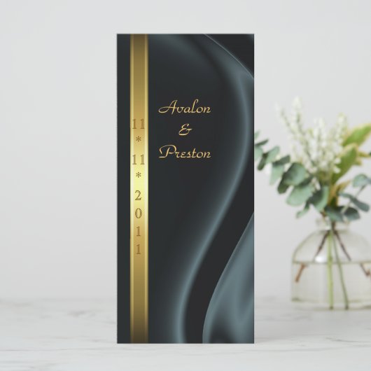 Markies Black Silk Gold Wedding Programma (Staand voorkant)
