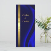 Markies Blue Silk Gold Wedding Programma (Staand voorkant)