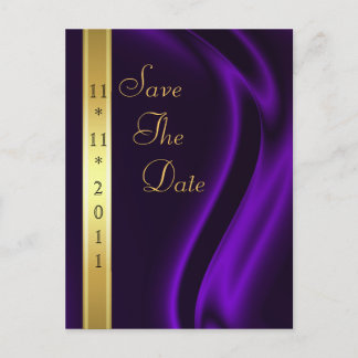Markies Paarse Silk Gold Save The Date Briefkaart