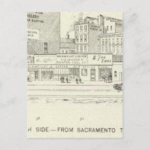 Markt, Sacramento en California North Side Briefkaart