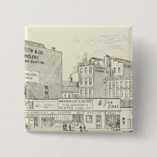 Markt, Sacramento en California North Side Vierkante Button 5,1 Cm