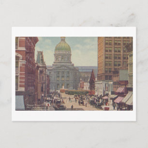  markt straatbeeld, Indianapolis, Indiana Briefkaart