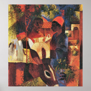 Markt Tunesië in augustus Macke Poster