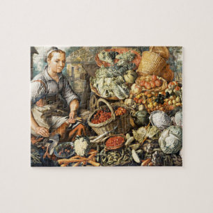 Markt voor groenten en fruit legpuzzel