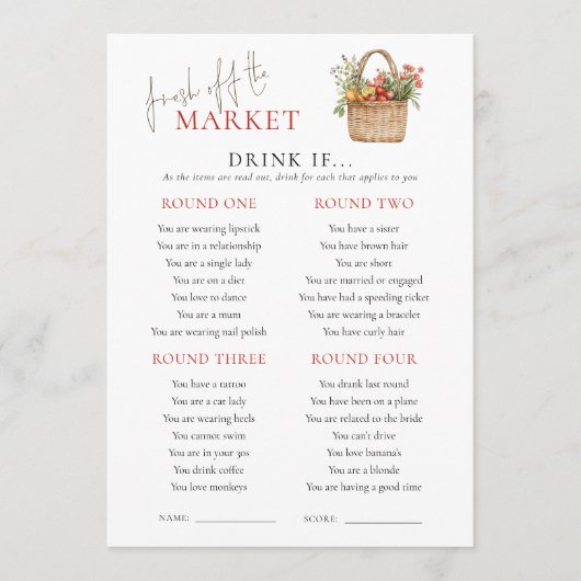 Markt zou ze liever Vrijgezellenfeest spel Kaart (Voorkant)