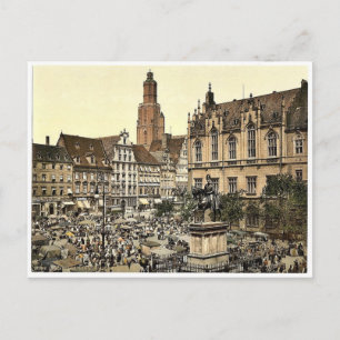 Marktplaats, Breslau, Silezië, Duitsland (d.w.z. Briefkaart