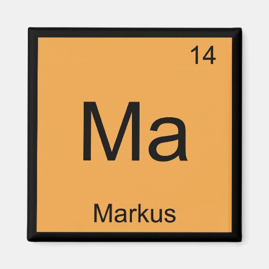 Markus Name Chemistry Element Periodieke Tabel Magneet (Voorkant)